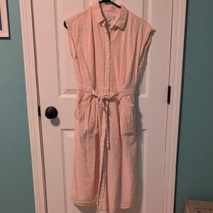 LOFT Pink And White Striped Dress